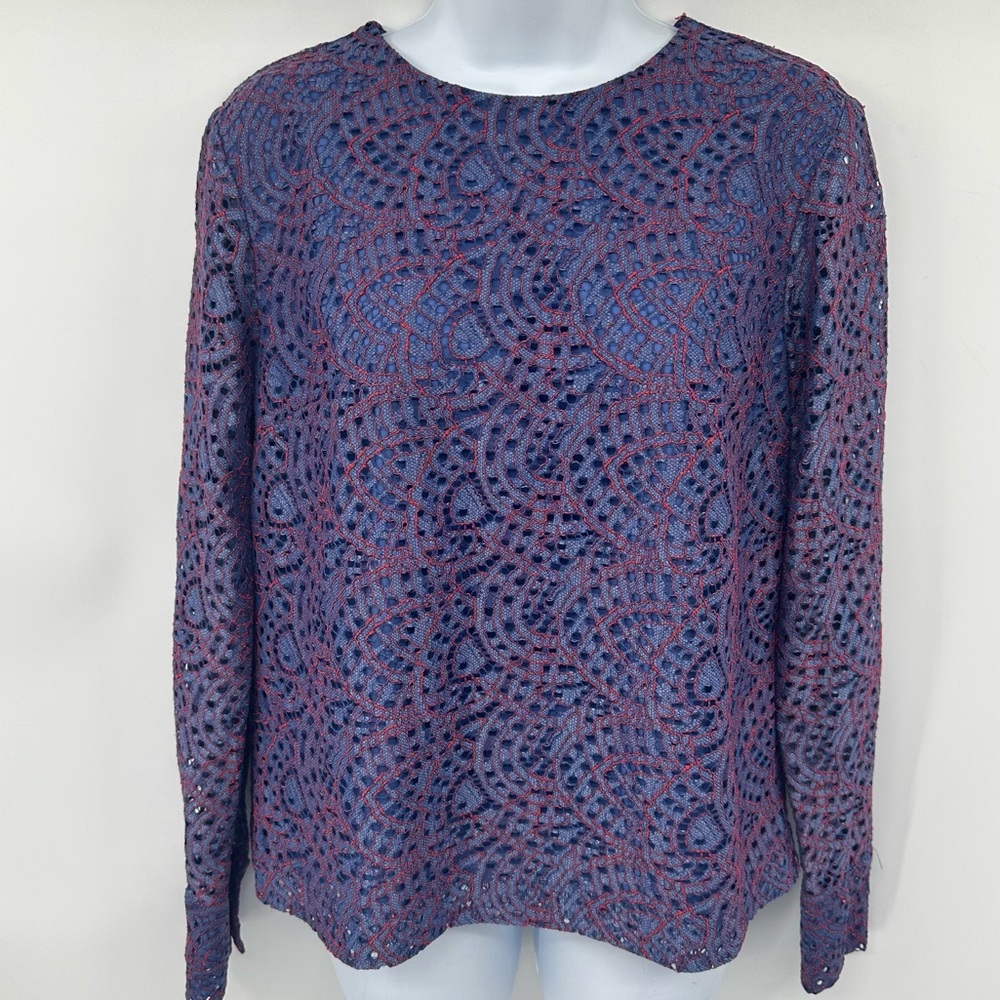 Banana Republic Long Sleeve Eyelet Lace Blouse Size Small